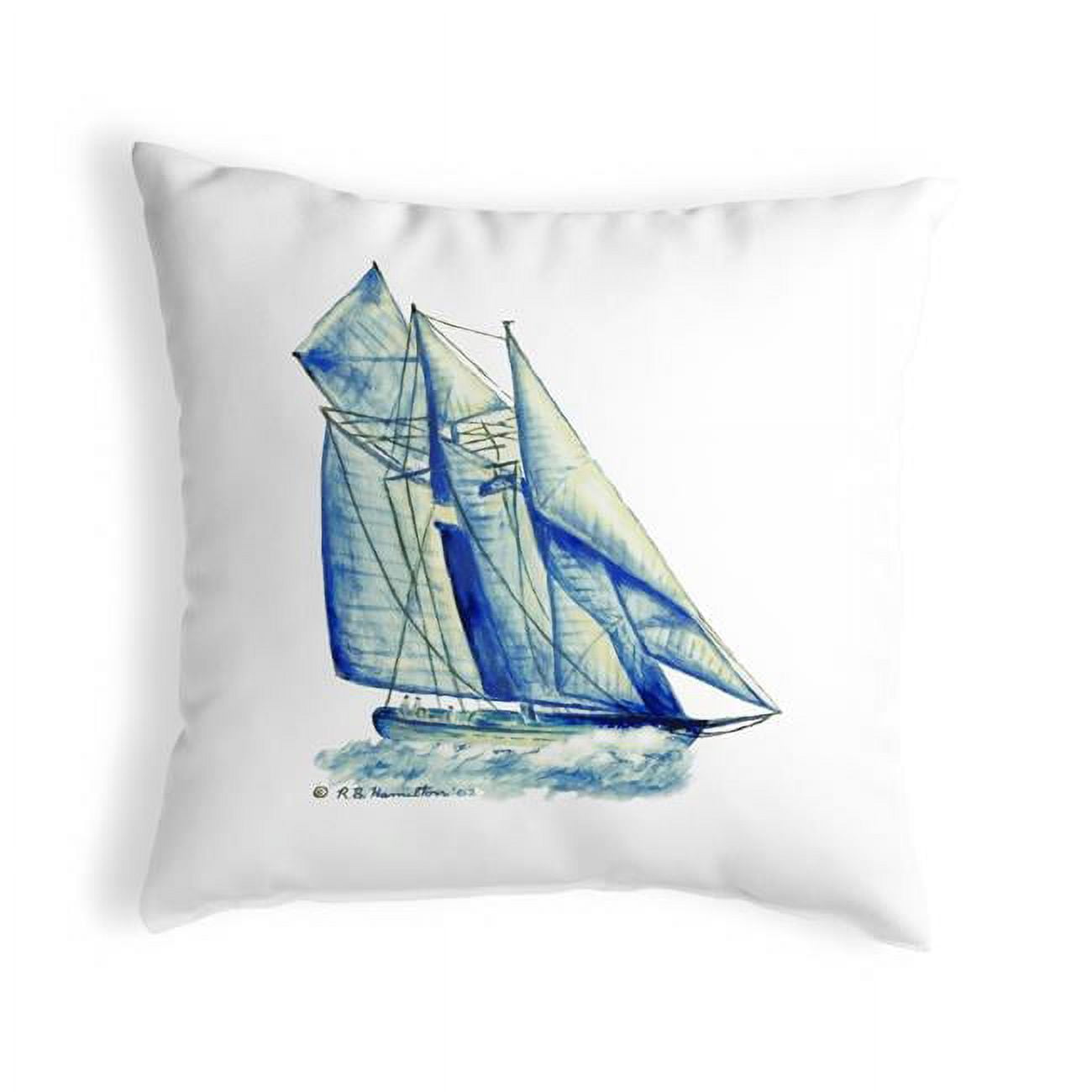 12 x 12 in. Blue Sailboat Small No-Cord Pillow