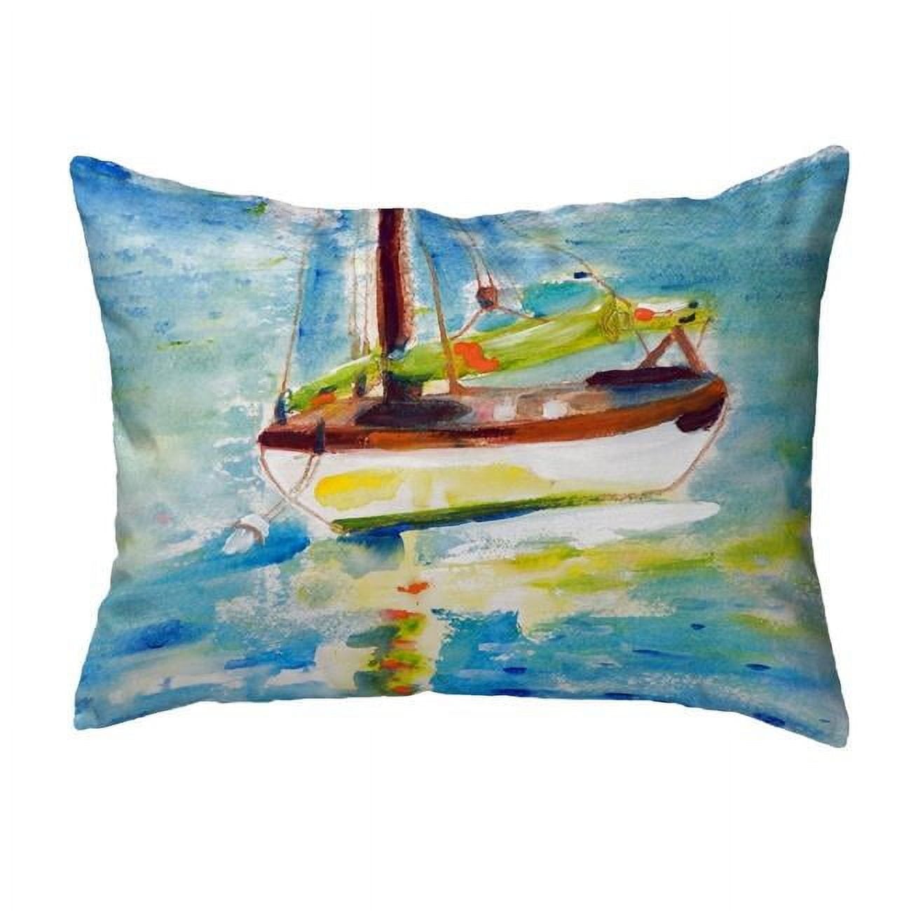 11 x 14 in. Yellow Sailboat Small No-Cord Pillow