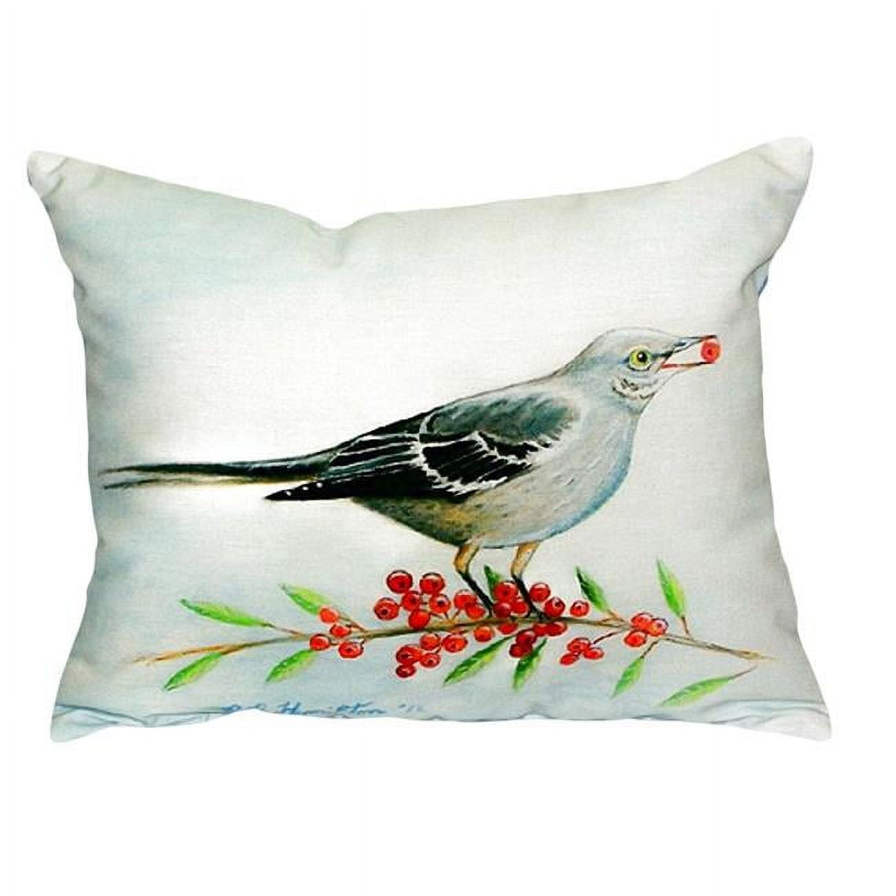 11 x 14 in. Mockingbird & Berries Small No-Cord Pillow