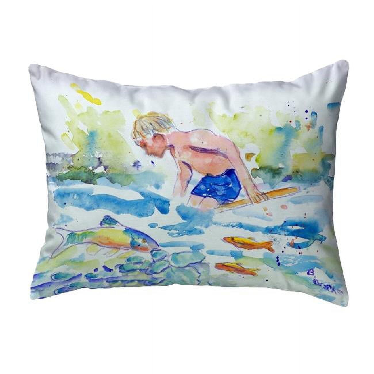 12 x 12 in. Boy & Fish Small No-Cord Pillow