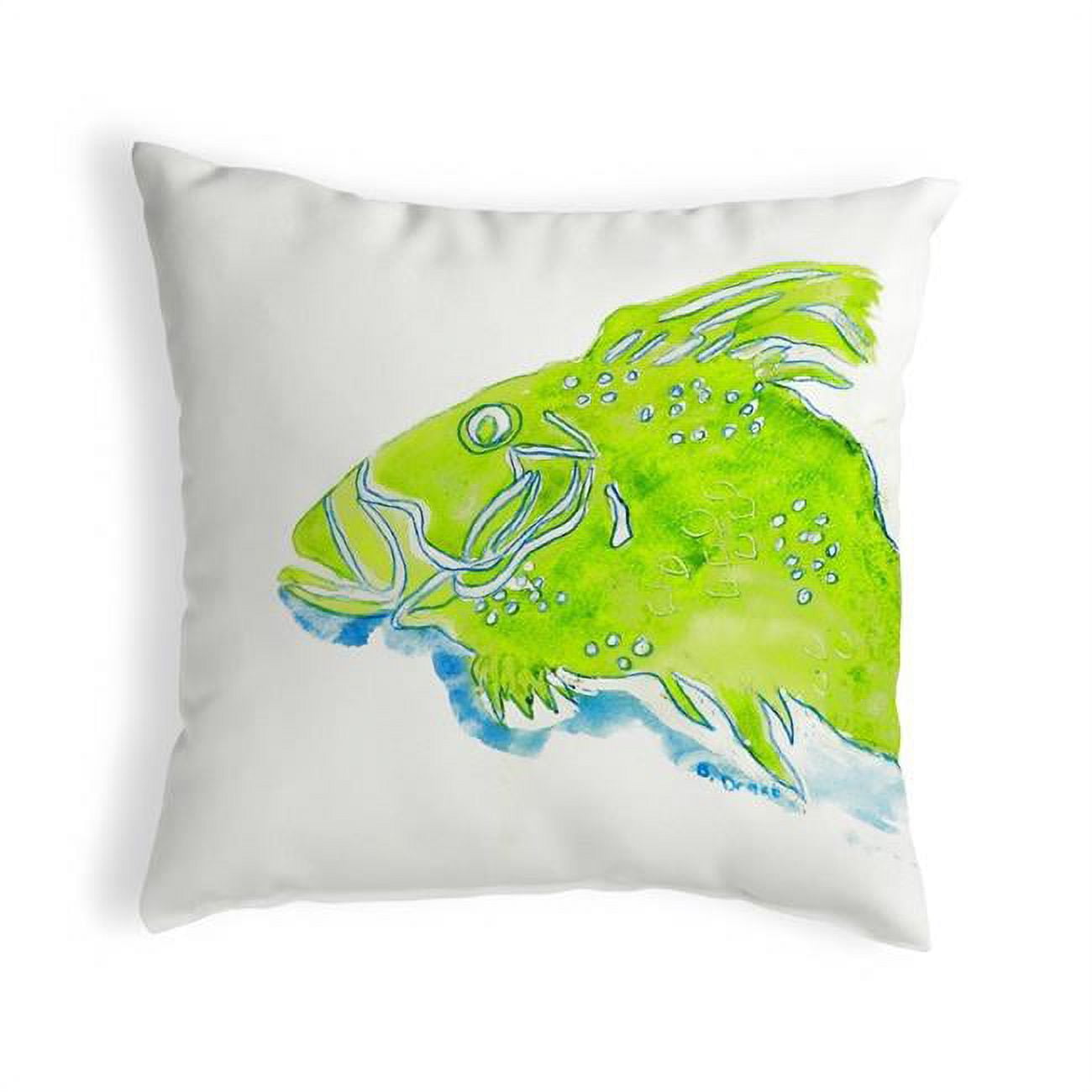 12 x 12 in. Green Fish Small No-Cord Pillow