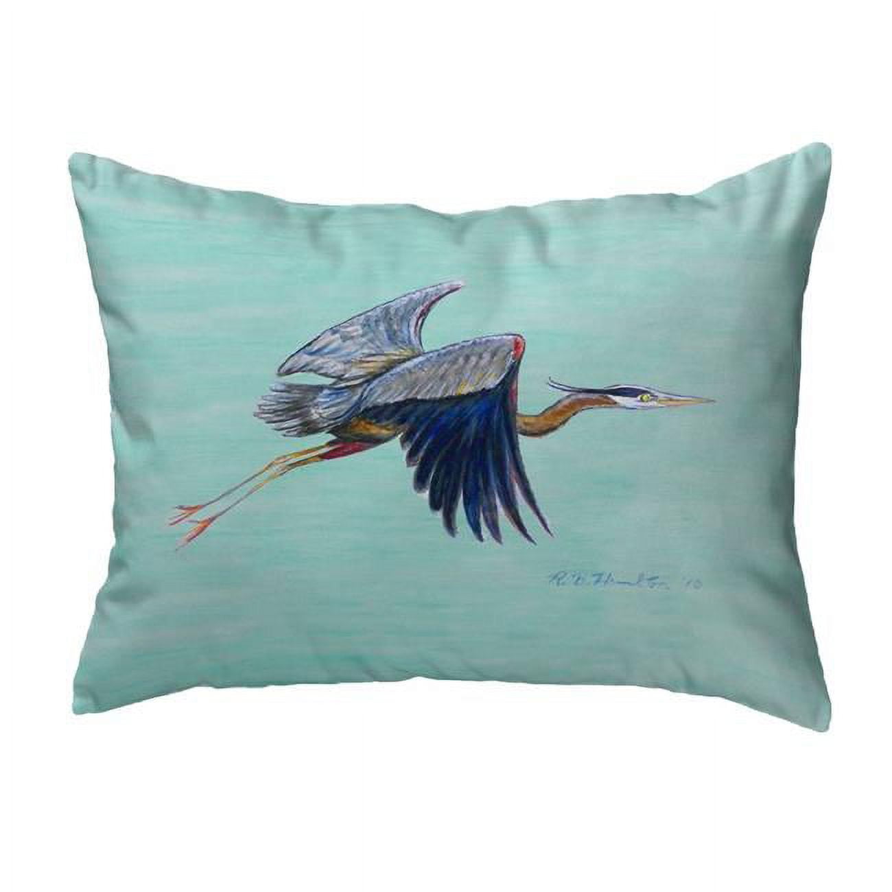 11 x 14 in. Flying Blue Heron Teal Small No-Cord Pillow