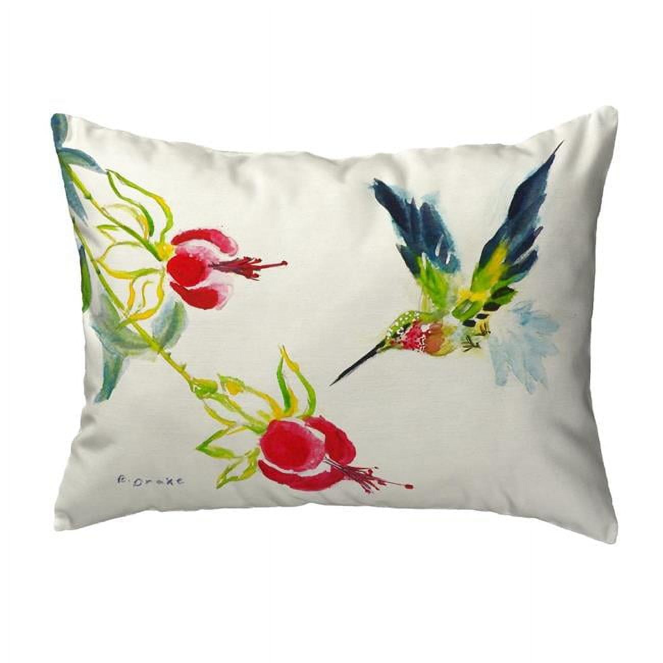 11 x 14 in. Betsys Hummingbird Small No-Cord Pillow