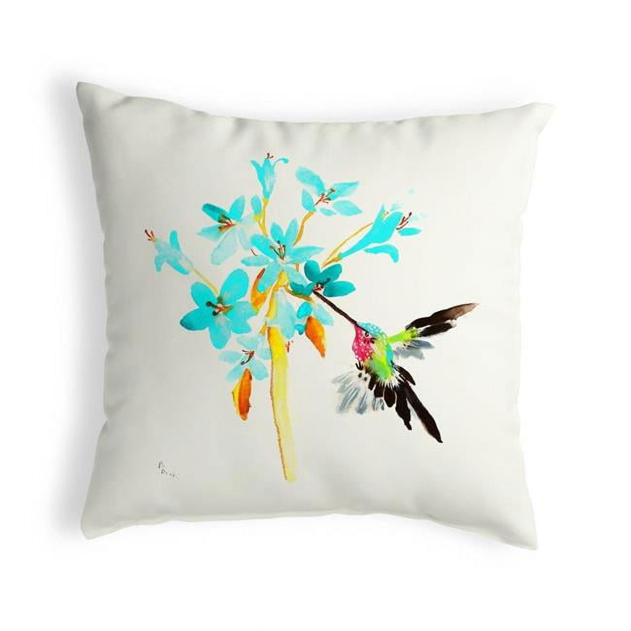 12 x 12 in. Blue Hummingbird Small No-Cord Pillow