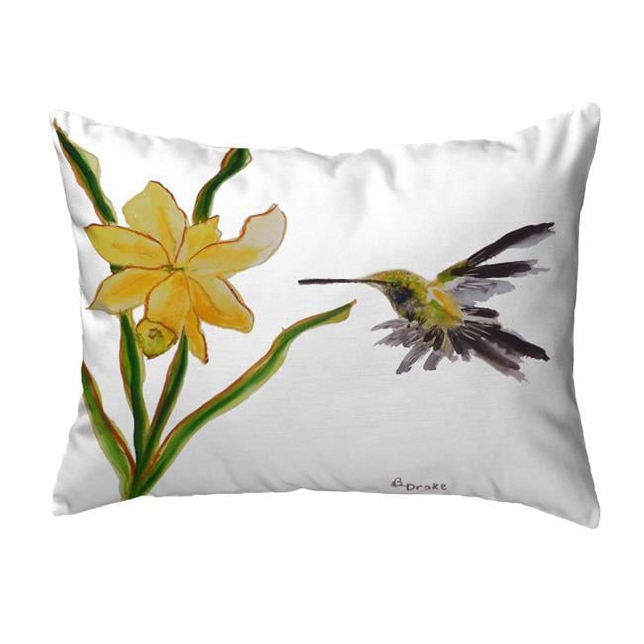 11 x 14 in. Yellow Hummingbird Small No-Cord Pillow