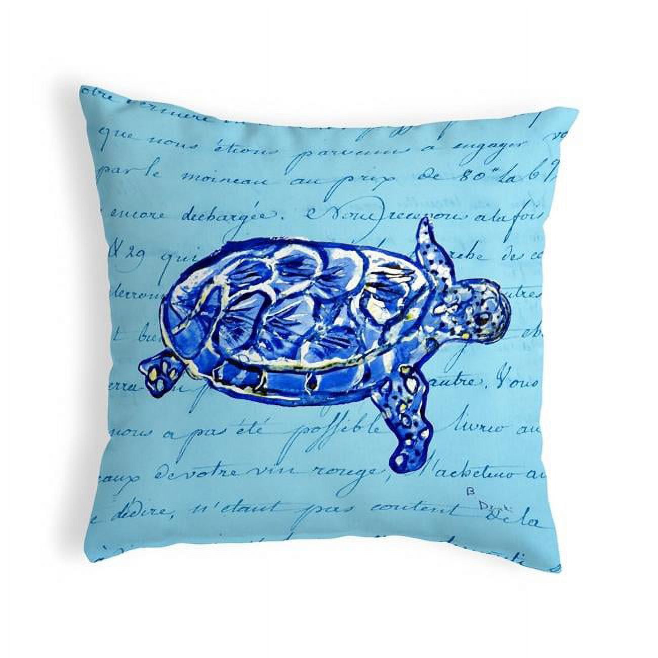 11 x 14 in. Sea Turtle Blue Script Small No-Cord Pillow