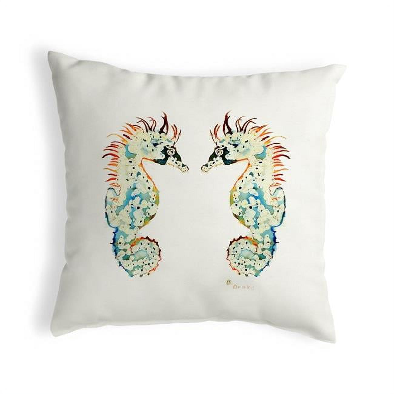 12 x 12 in. Betsys Seahorses Small No-Cord Pillow