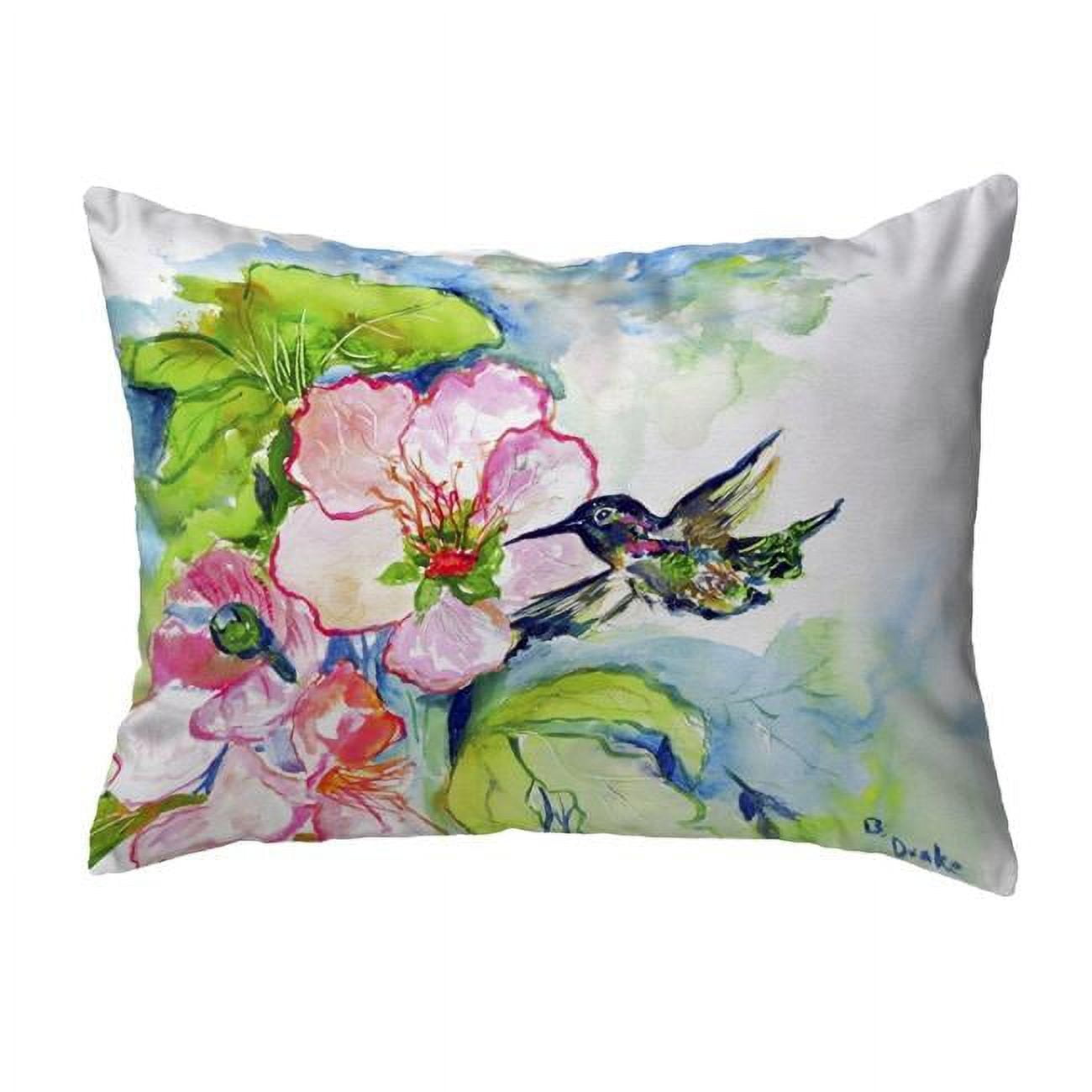 11 x 14 in. Hummingbird & Hibiscus Small No-Cord Pillow