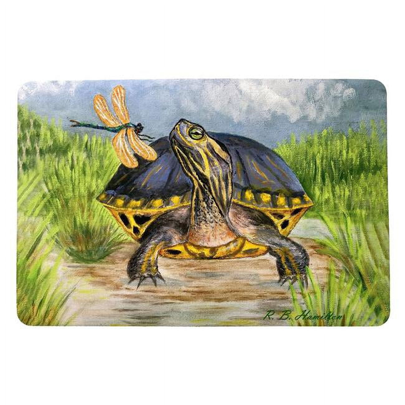 Picture of Betsydrake DM1182 18 x 26 in. Dragonfly to Turtle Door Mat - Small