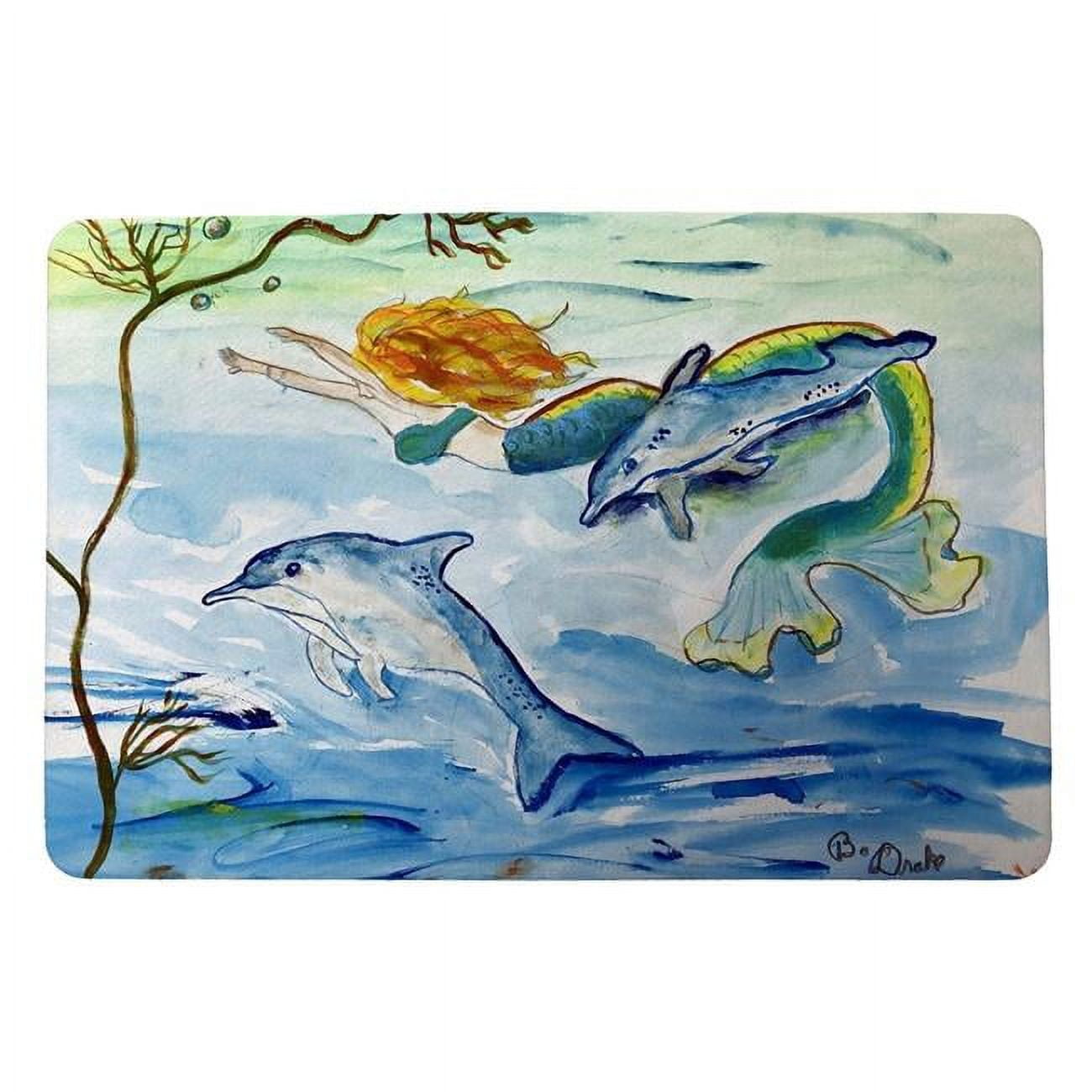 Picture of Betsydrake DM1188 18 x 26 in. Mermaid & Dolphins Door Mat - Small