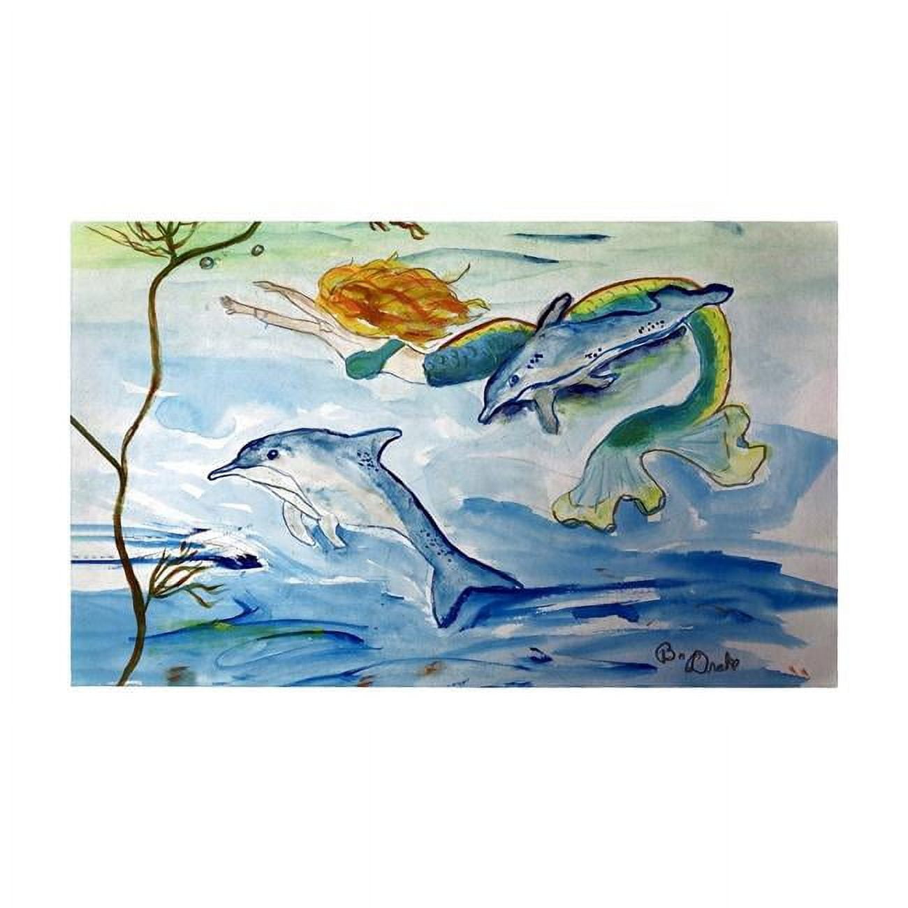 Picture of Betsydrake DM1188G 30 x 50 in. Mermaid & Dolphins Door Mat - Large
