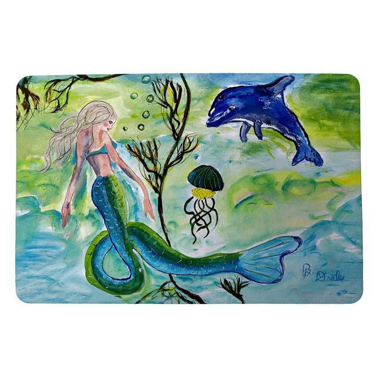 Picture of Betsydrake DM1189 18 x 26 in. Mermaid & Jellyfish Door Mat - Small