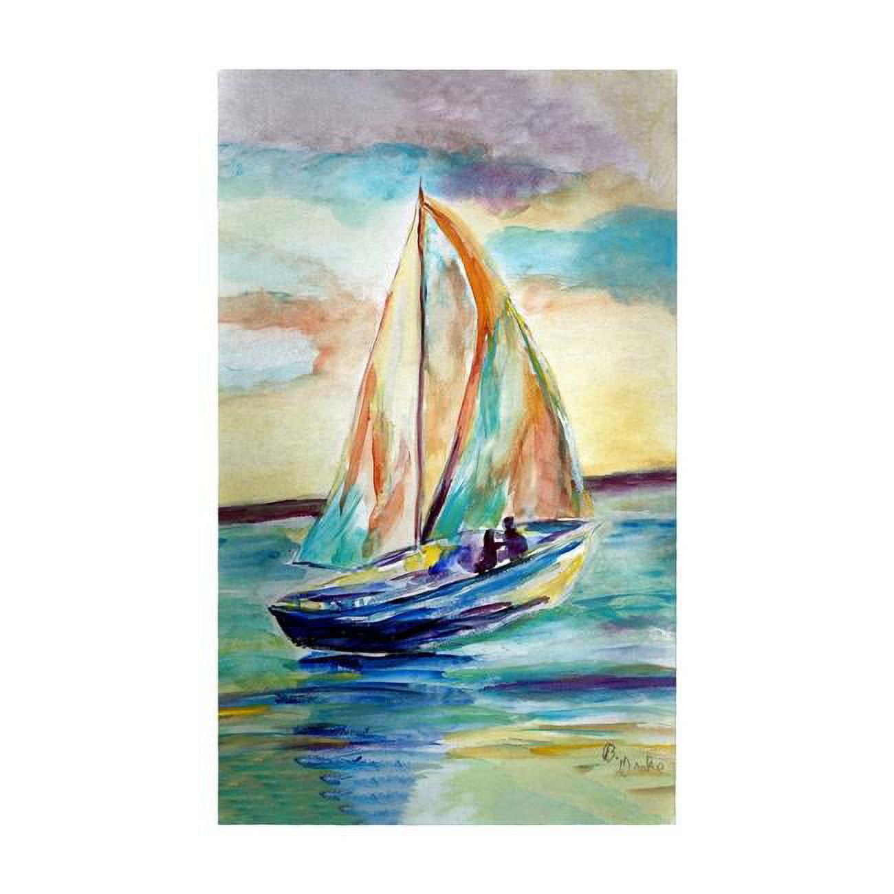 Picture of Betsydrake DM1195G 30 x 50 in. Teal Sailboat Door Mat - Large