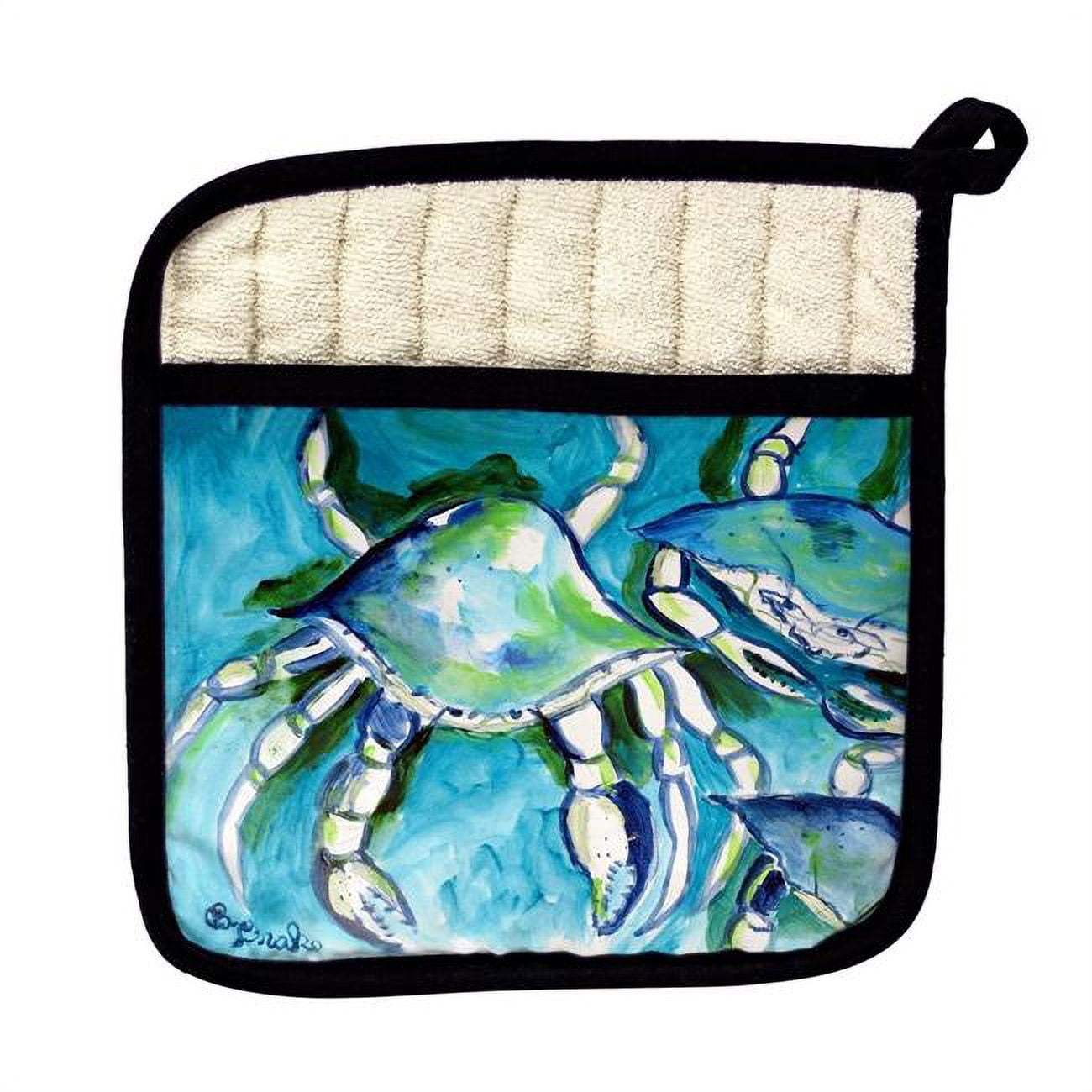 Picture of Betsy Drake PT1134 White Crabs Pot Holder