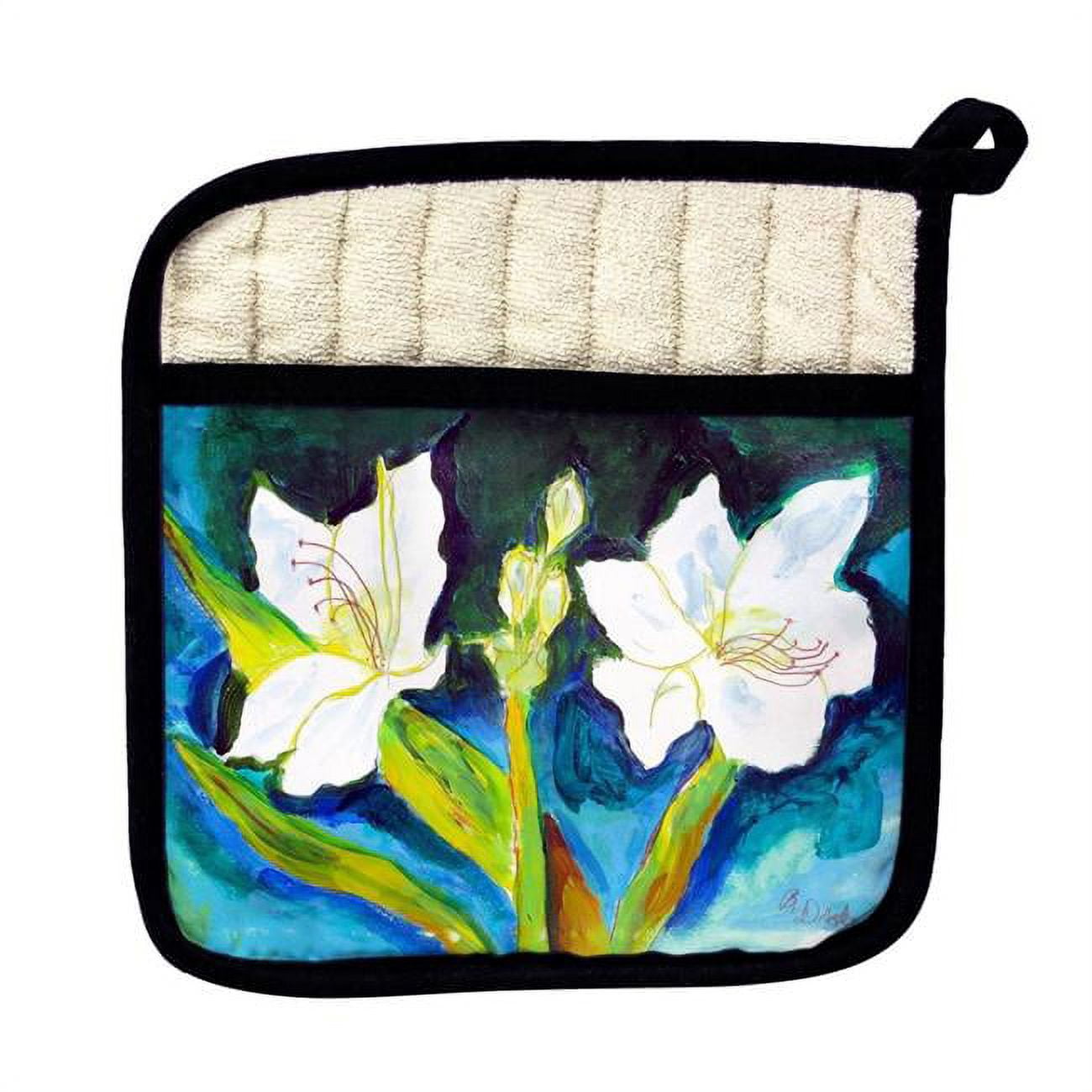 Picture of Betsy Drake PT1139 White Lilies Pot Holder