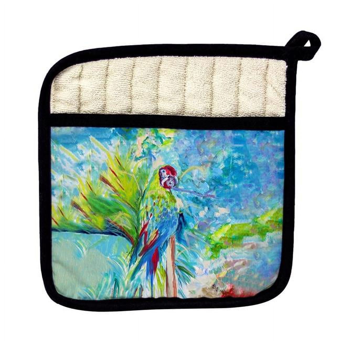 Picture of Betsy Drake PT1153 Green Parrot II Pot Holder