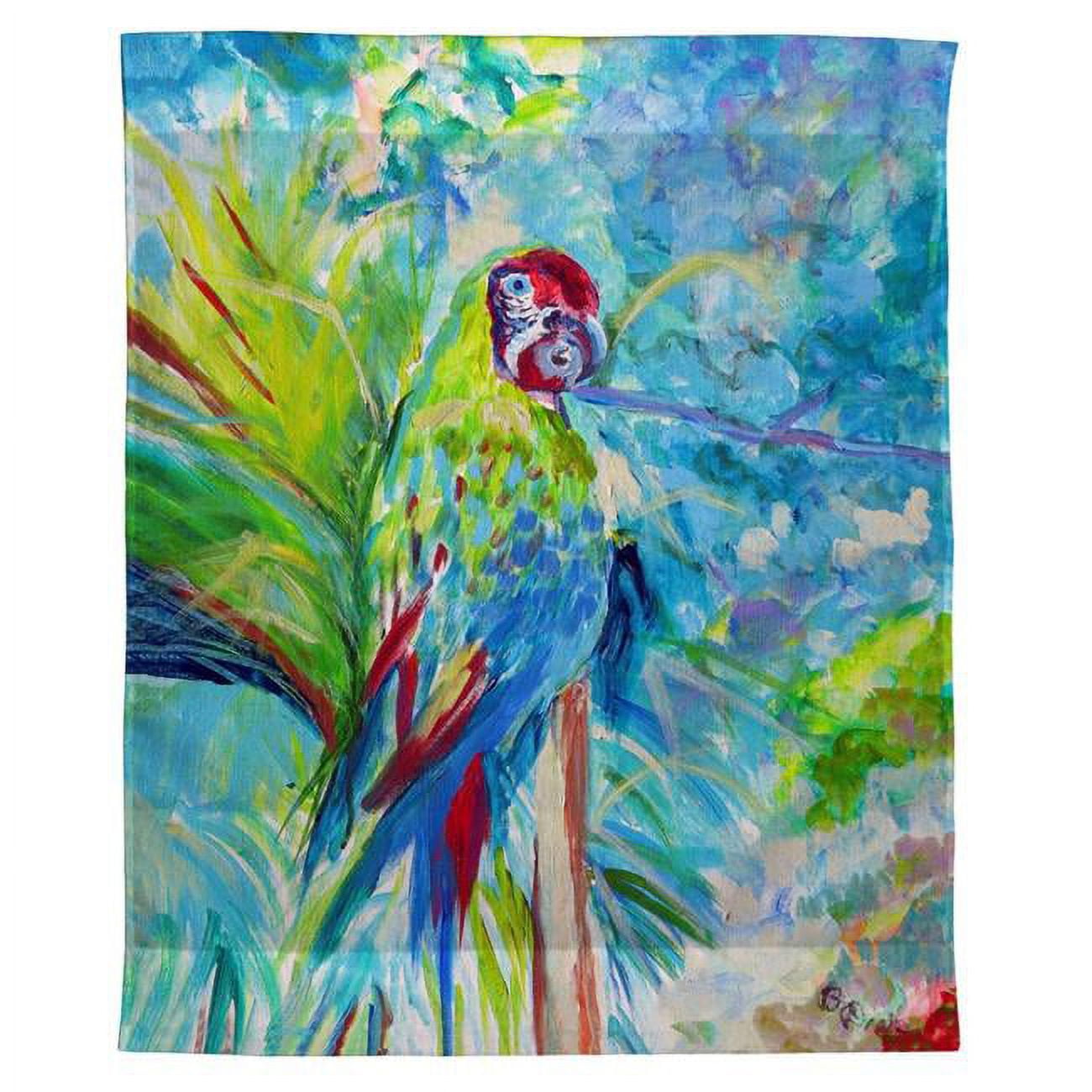 24 x 30 in. Green Parrot II Outdoor Wall Hanging