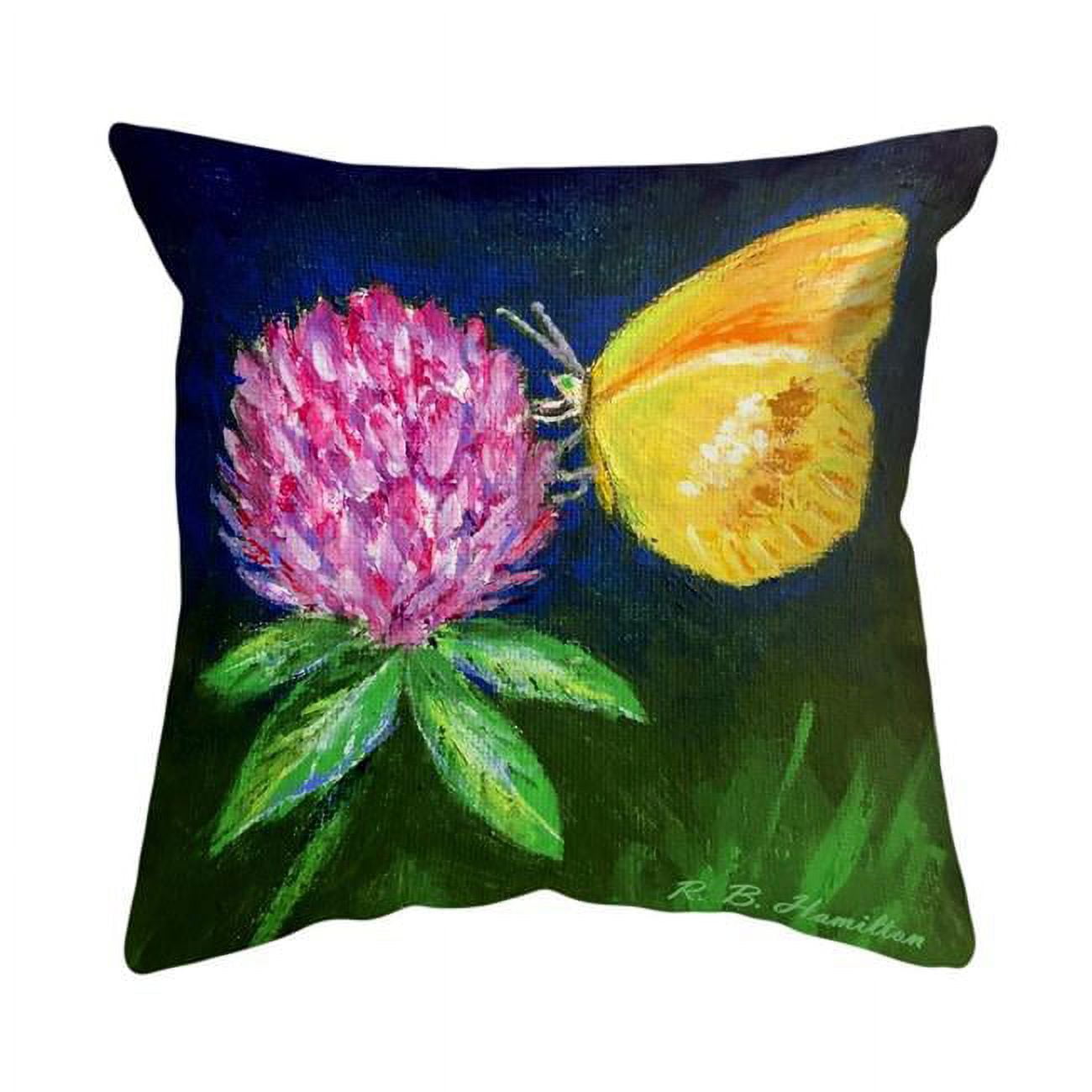 18 x 18 in. Sulphur Butterfly & Clover Noncorded Pillow - Large