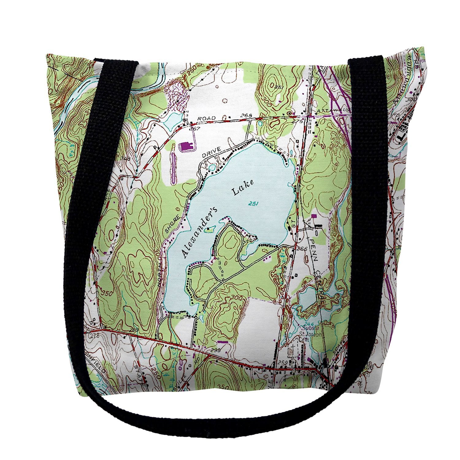 16 x 16 in. Alexanders Lake, CT Nautical Map Medium Tote Bag