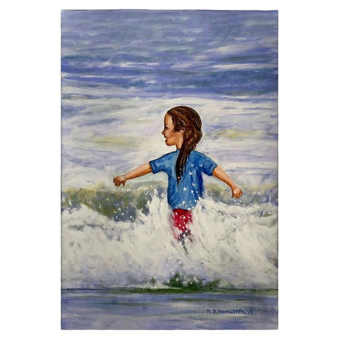 Picture of Betsydrake GT1156 20 x 20 in. Girl in Surf Guest Towel