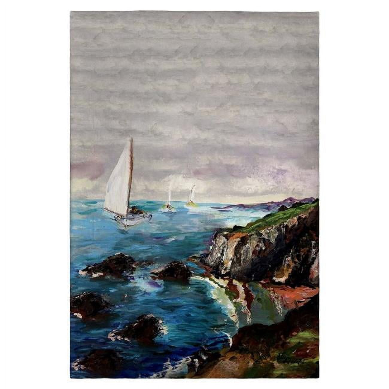 Picture of Betsydrake GT1164 20 x 20 in. Sailing the Cliffs Guest Towel