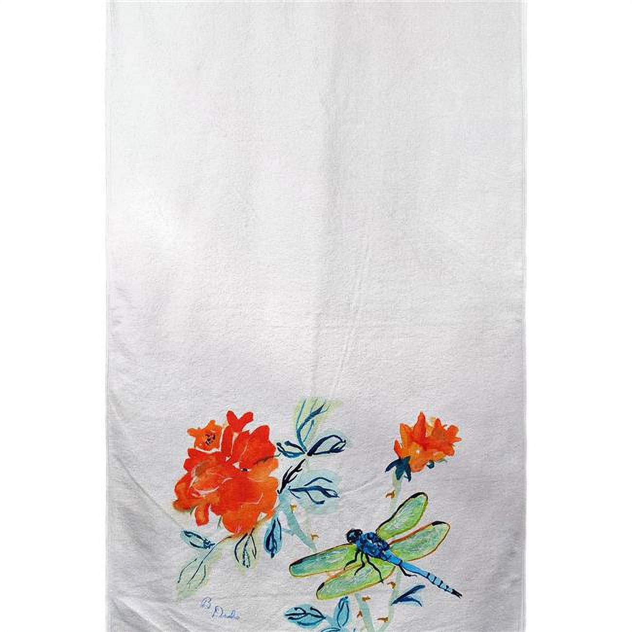 Dragonfly & Red Flower Beach Towel