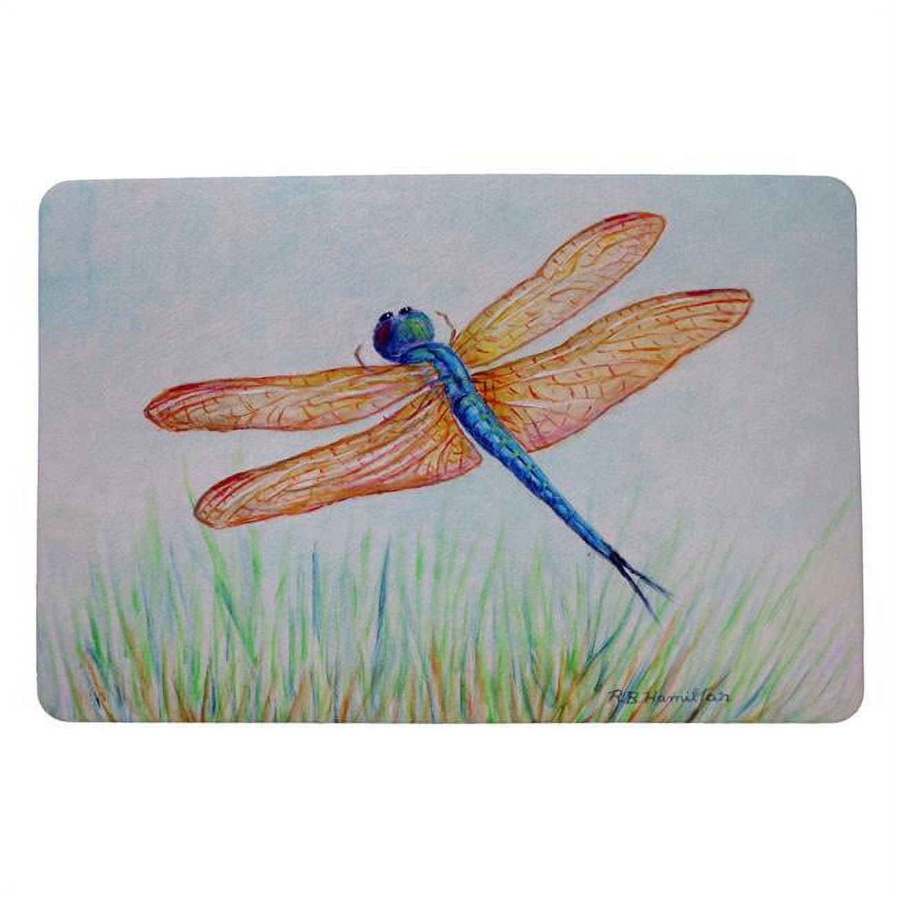 18 x 26 in. Dragonfly Door Mat, Amber & Blue