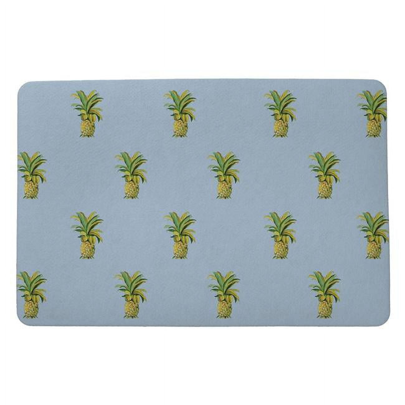 18 x 26 in. Multi Pineapple on Blue Door Mat