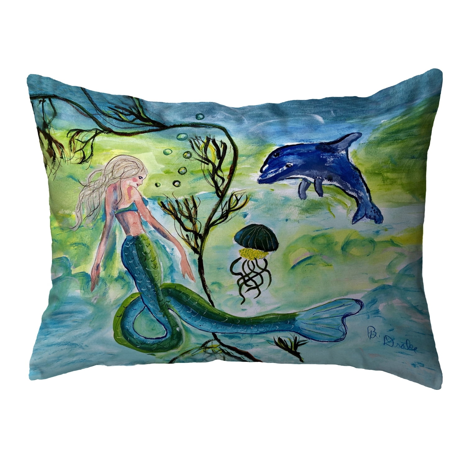 11 x 14 in. Egret & Waterlilies Noncorded Pillow, Small