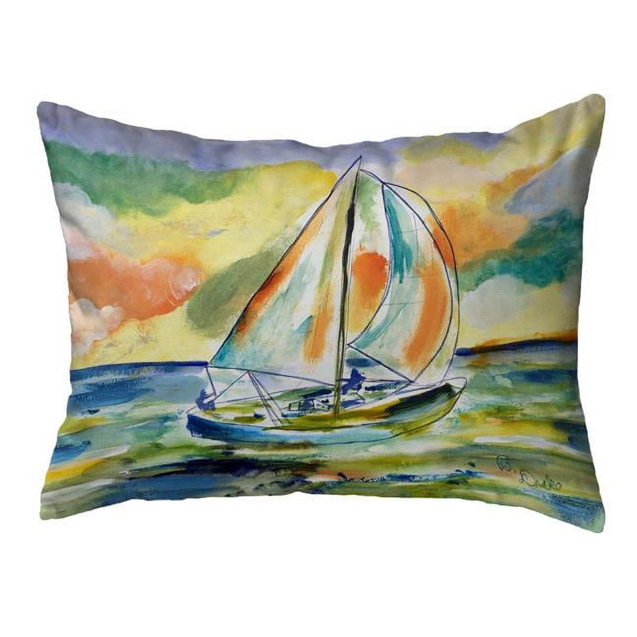 16 x 20 in. Orange Sailboat Noncorded Pillow, Large