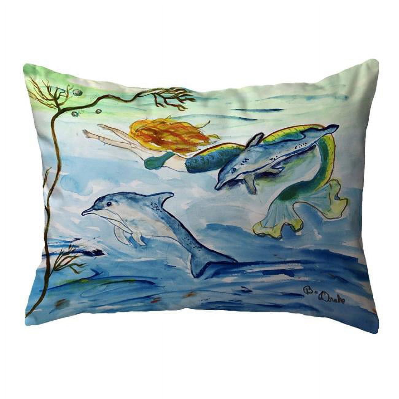 16 x 20 in. Mermaid & Dolphins Noncorded Pillow, Large