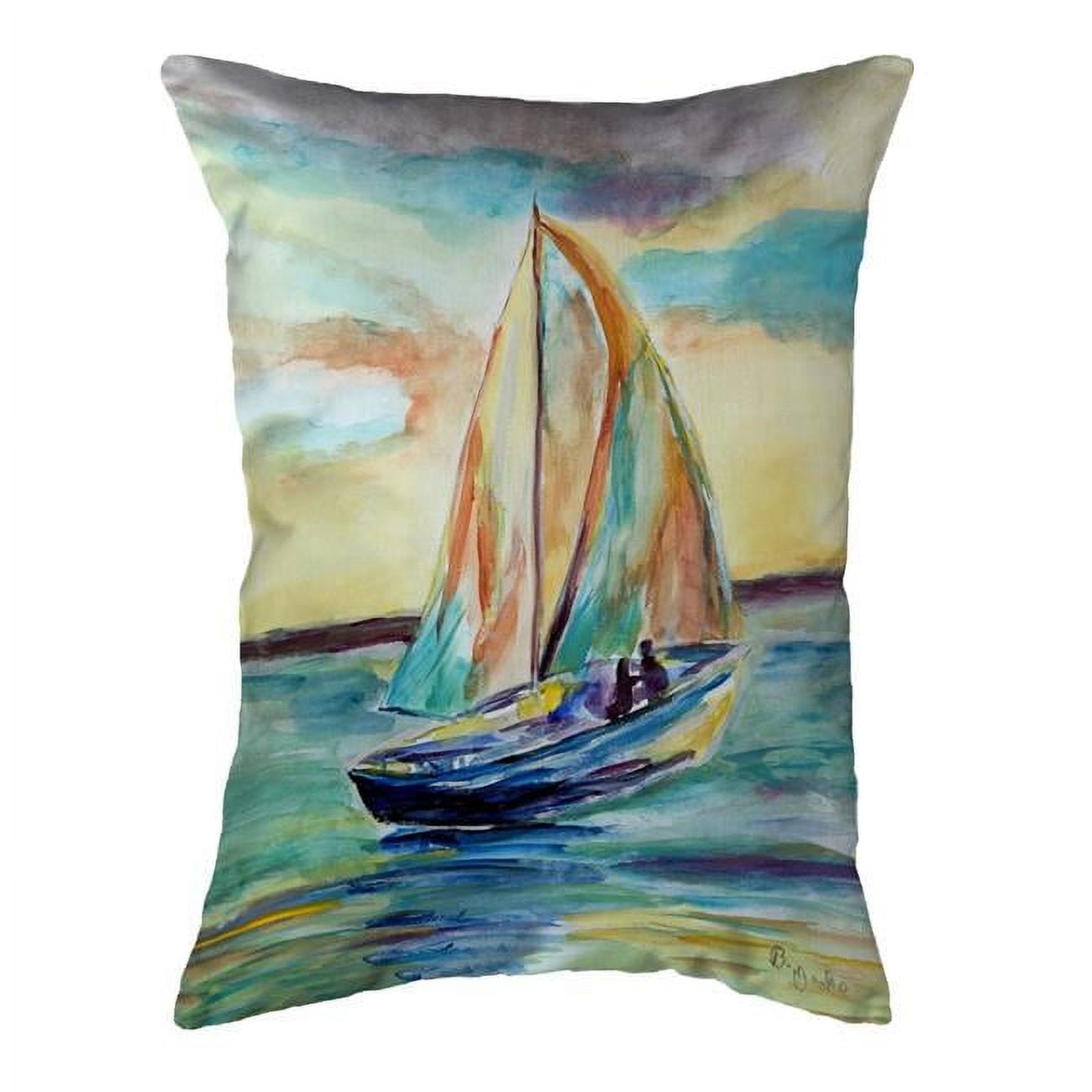 NC1195 16 x 20 in. Teal Sailboat Noncorded Pillow, Large