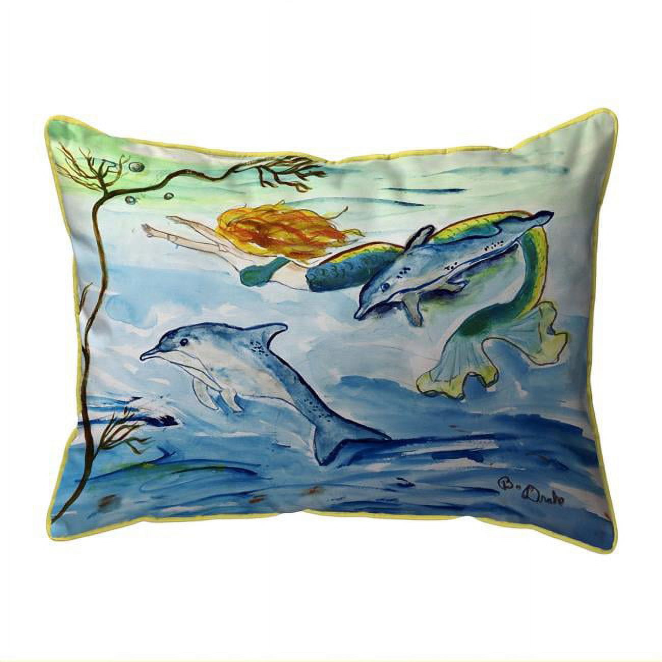11 x 14 in. Mermaid & Dolphins Indoor & Outdoor Pillow, Small