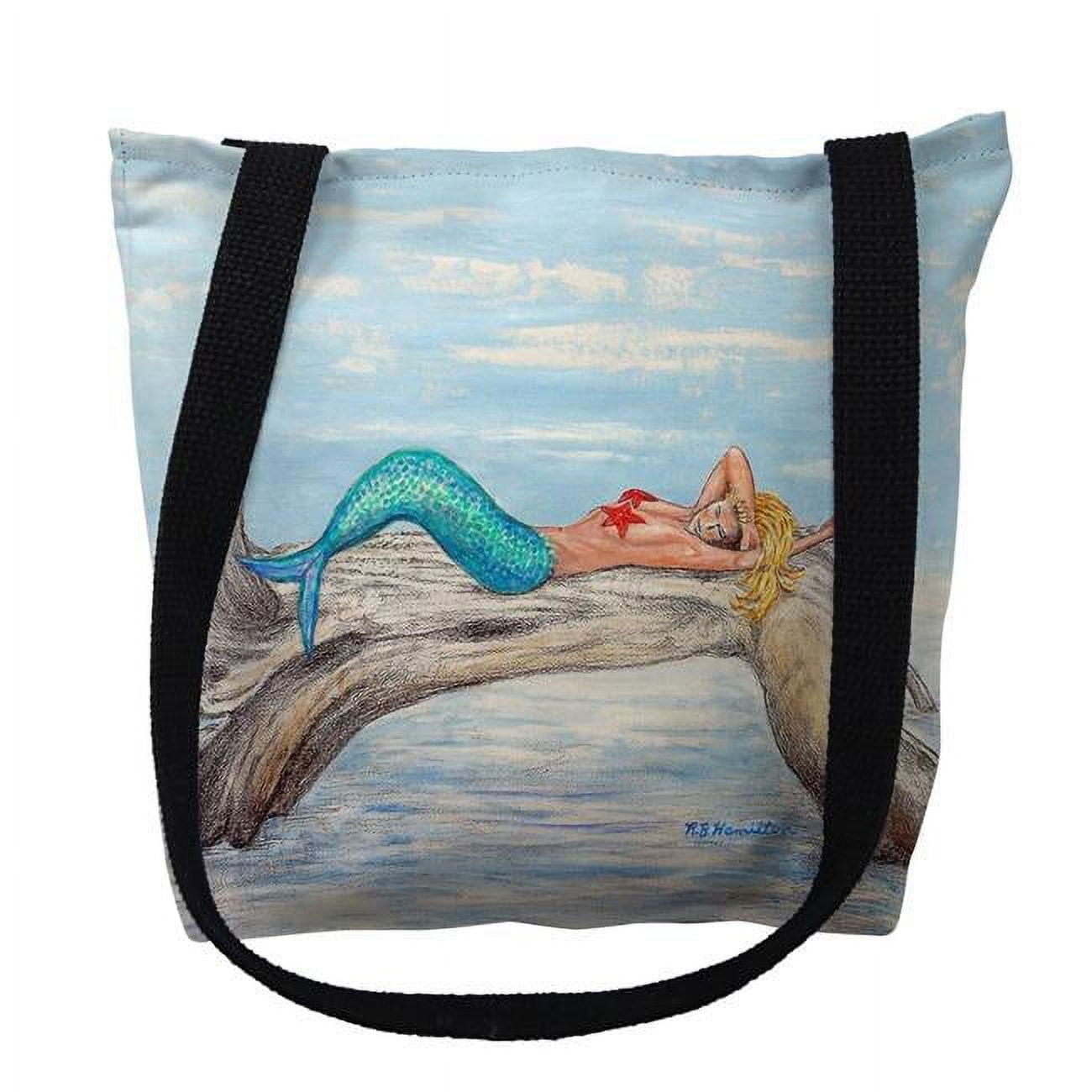 13 x 13 in. Mermaid on Log Right Small Tote Bag