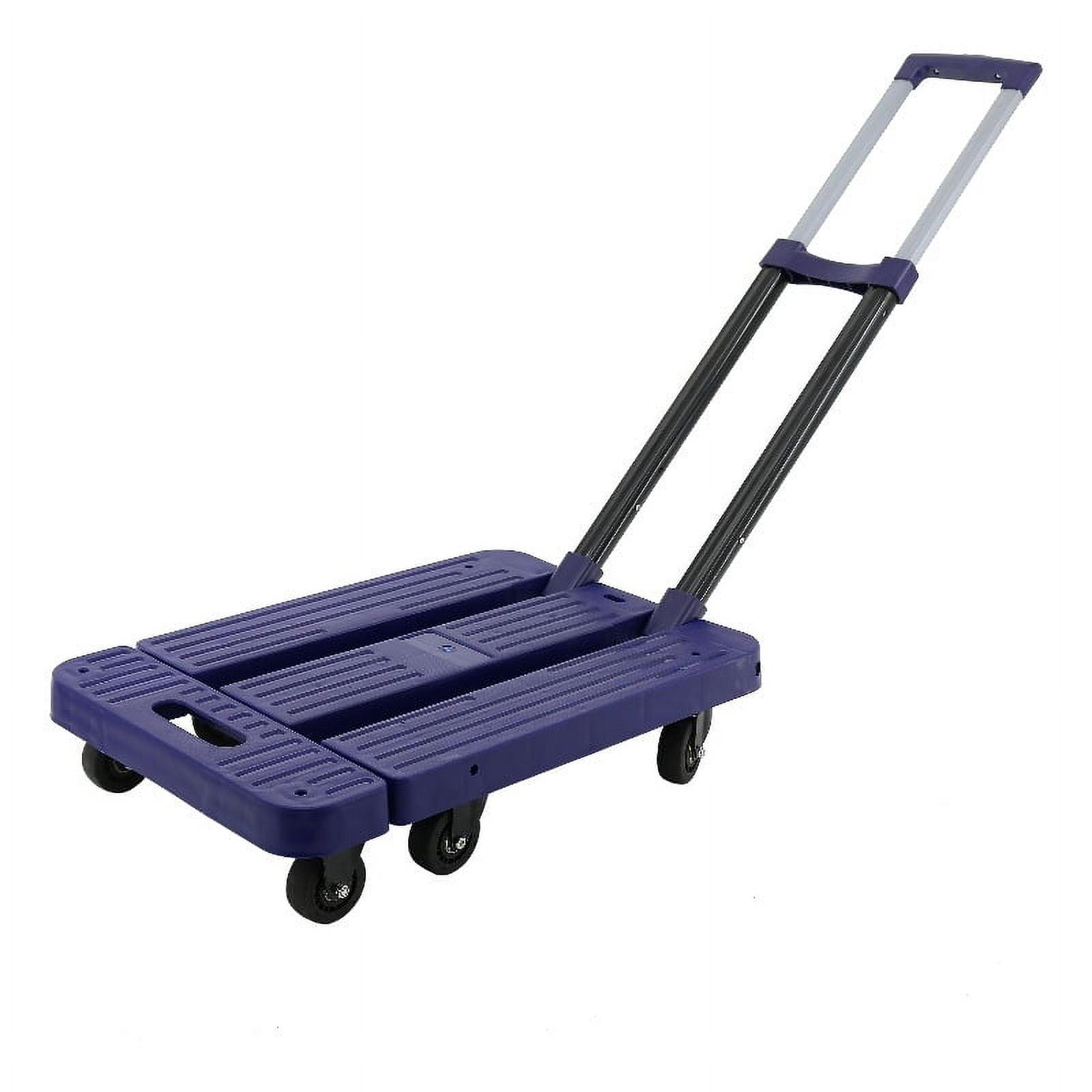 SW2221PP  Heavy Duty Foldable Utility Dolly Platform Crate with 6 omnidirectional wheels & Telescopic Handle (Purple Color)