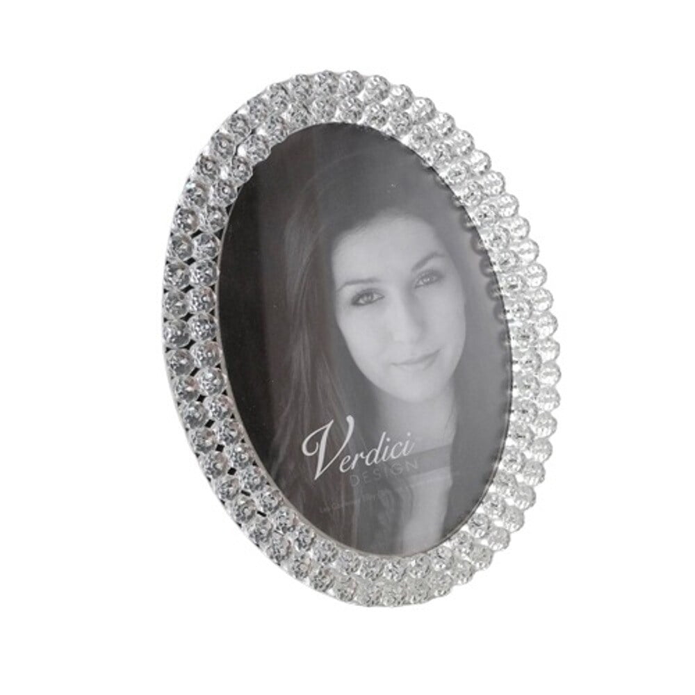 5 x 7 in. Photo Frame - Oval with Crystals, Silver