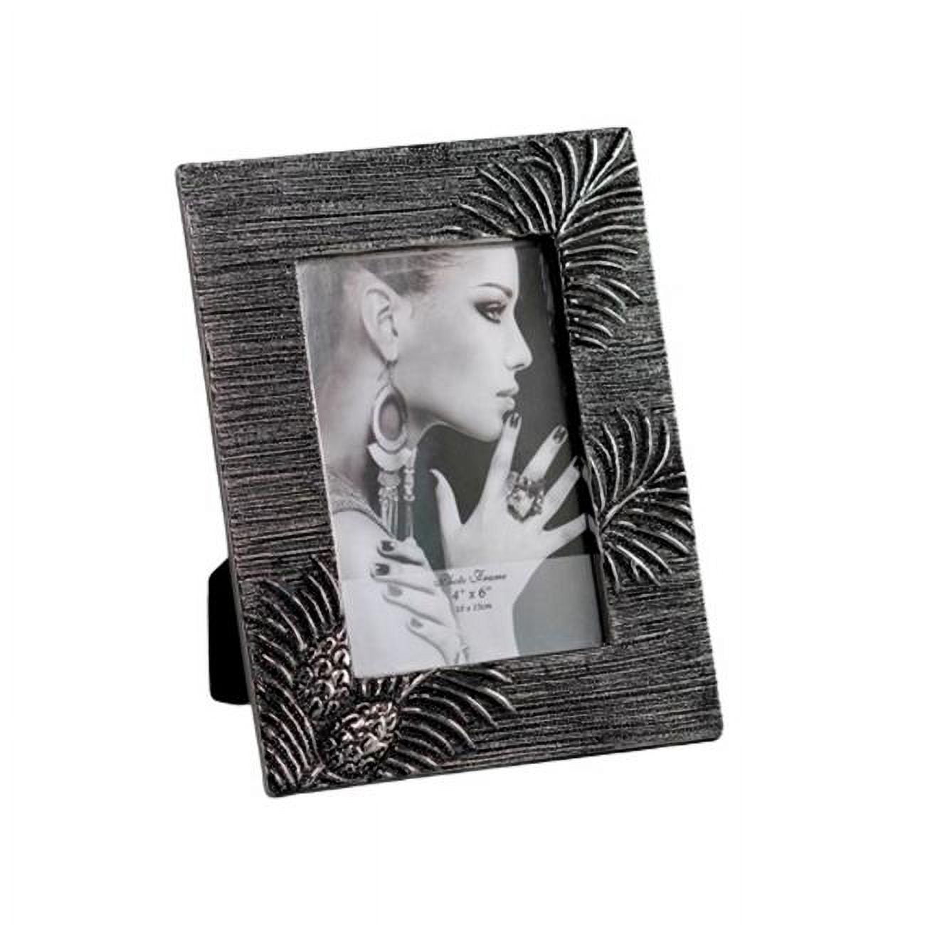 4 x 6 in. Leaf Design Photo Frame, Black & Silver