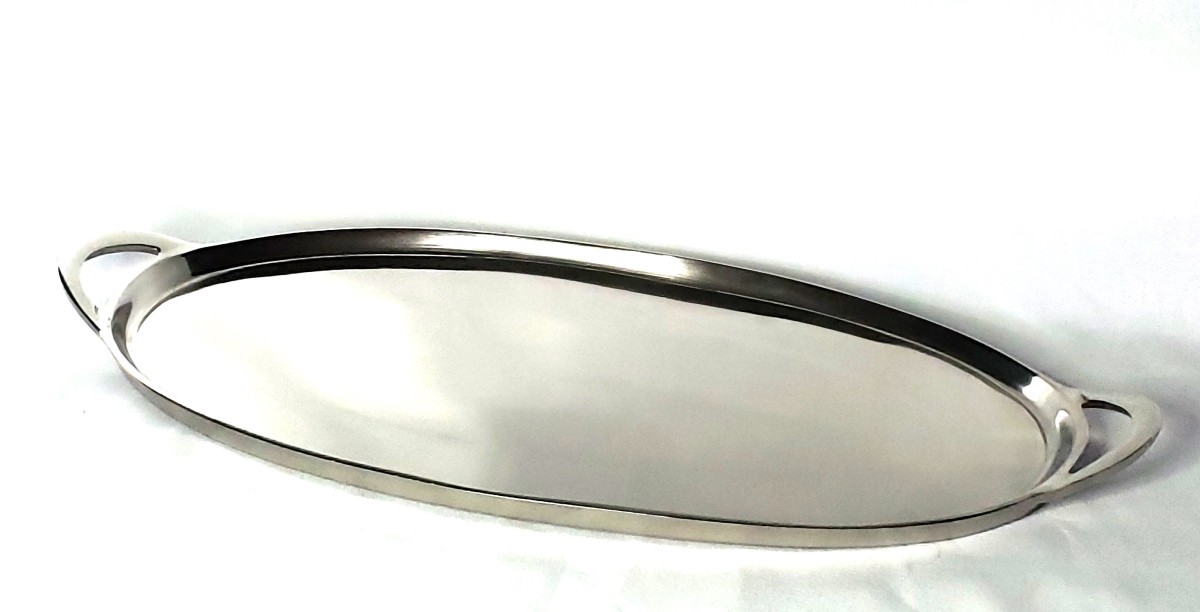 Picture of Jiallo 70058 Silver Stainless Steel finish Oval tray w/handles 21 x 10.5&apos;