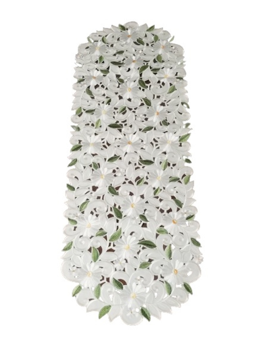 Picture of Jiallo 7667/EG/12x65 Margarita Embroidered Cutwork Rectangular Table Runner, Table Linen Decor