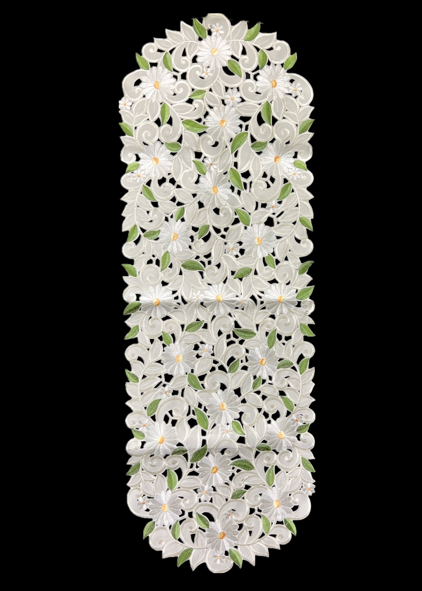 Picture of Jiallo 7667/EG/13x27 Margarita Embroidered Cutwork Rectangular Table Runner, Table Linen Decor