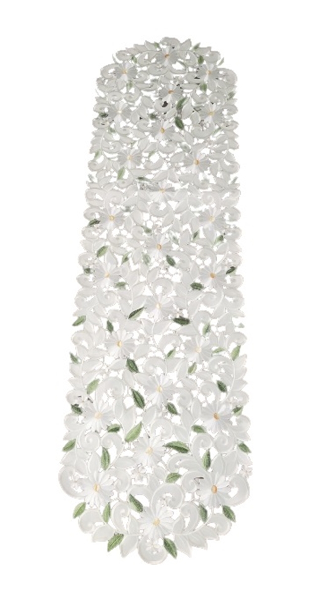 Picture of Jiallo 7667/EG/15x54 Margarita Embroidered Cutwork Rectangular Table Runner, Table Linen Decor