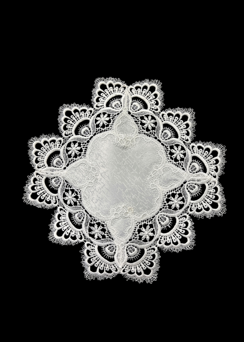 Picture of Jiallo 8139/F1/16RD White Floral Lace Embroidered Cutwork Round Placemat, 16-Inch diameter Table Linen Decor