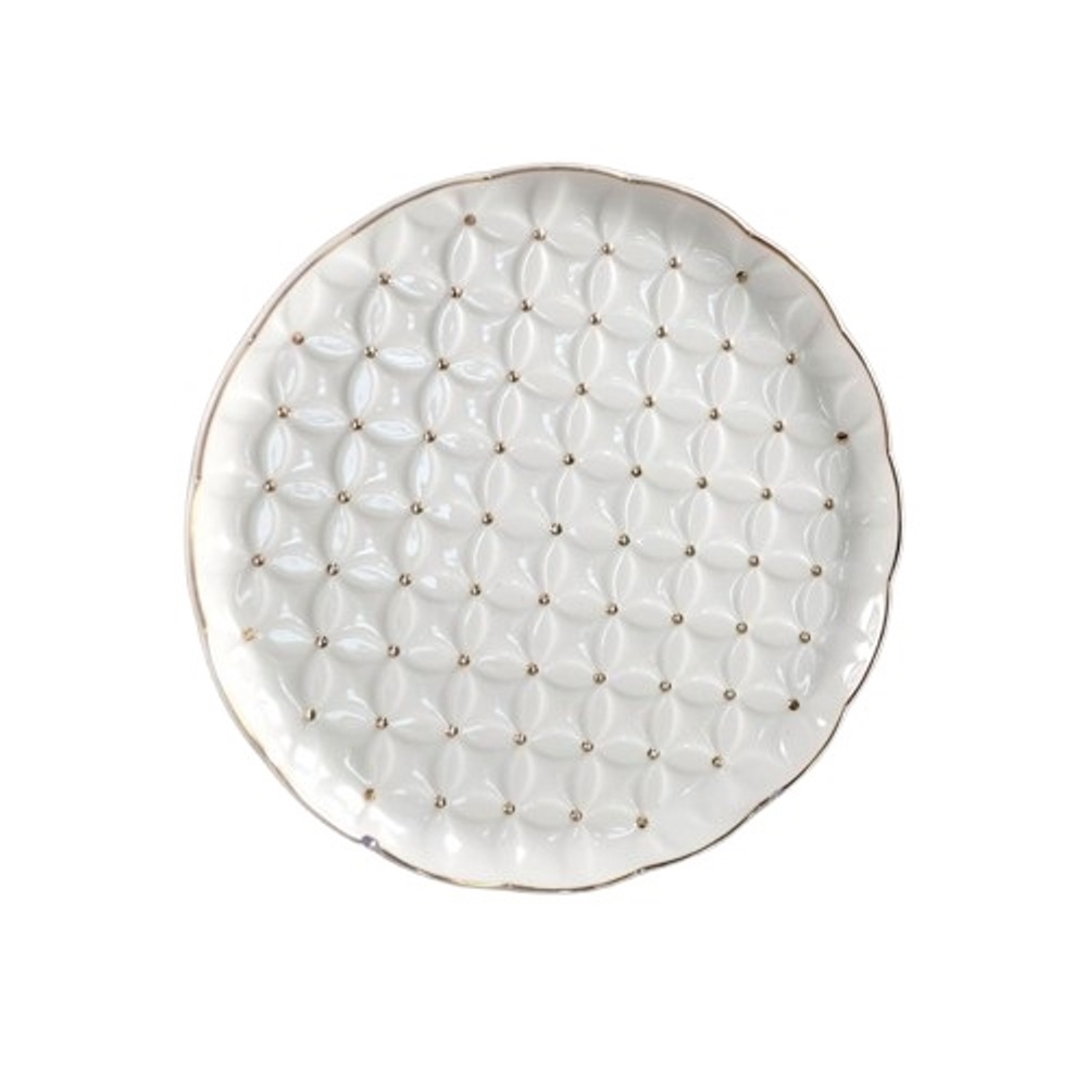 Picture of Elby Gifts, Inc EGV23-830 7.5' Ceramic Round Plate with Gold Dot