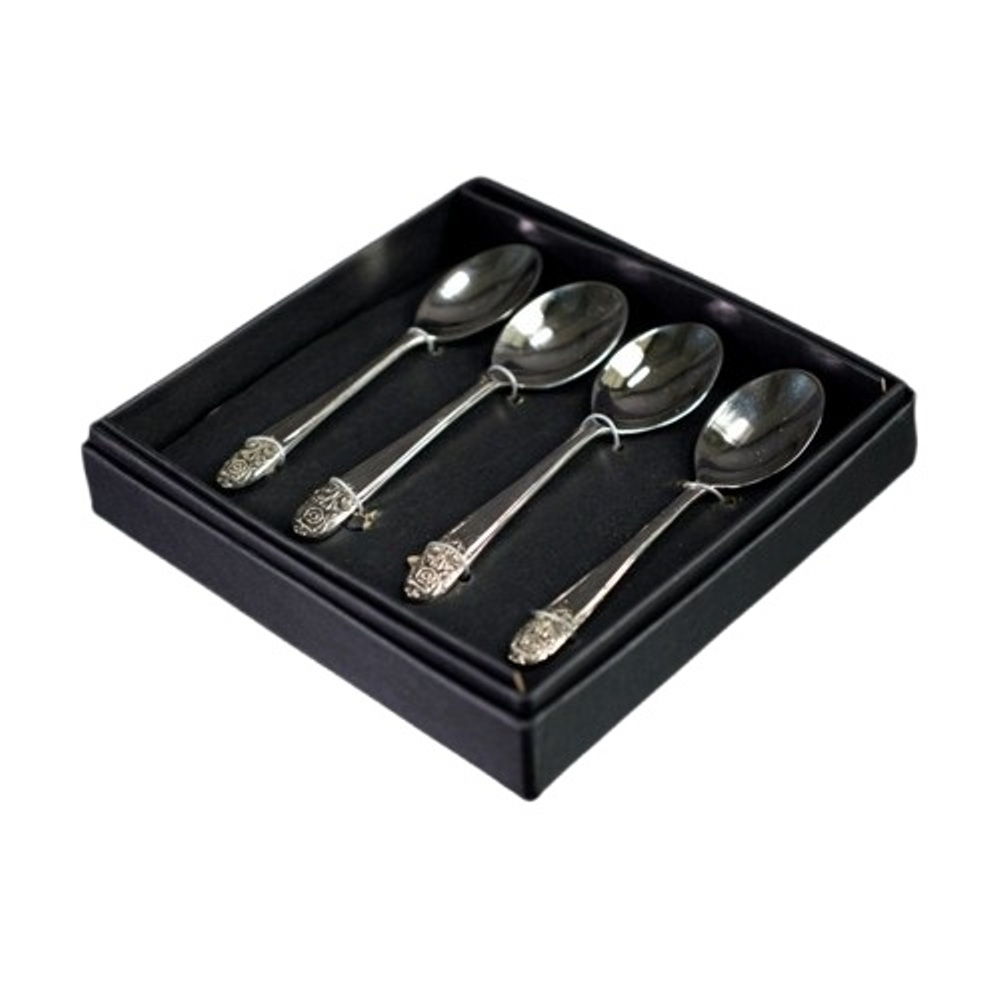 Picture of Verdici EGV37-285 Stainless Steel Tea Spoon with Rose Patten on The Top&#44; Set of 4