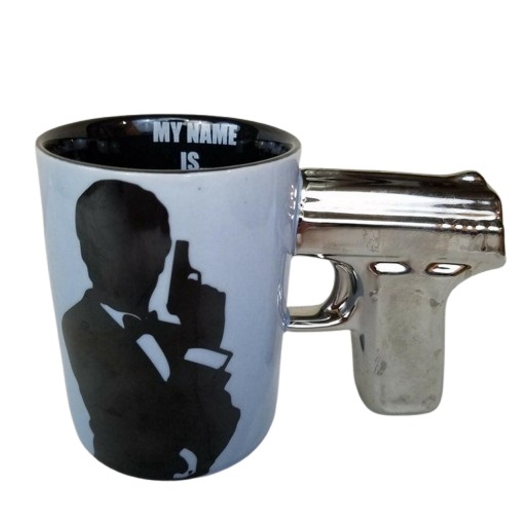 Picture of Verdici EGD1863-23 Coffee Mug with Gun Handle, 'MY NAME IS.' Printed Inside, 11oz