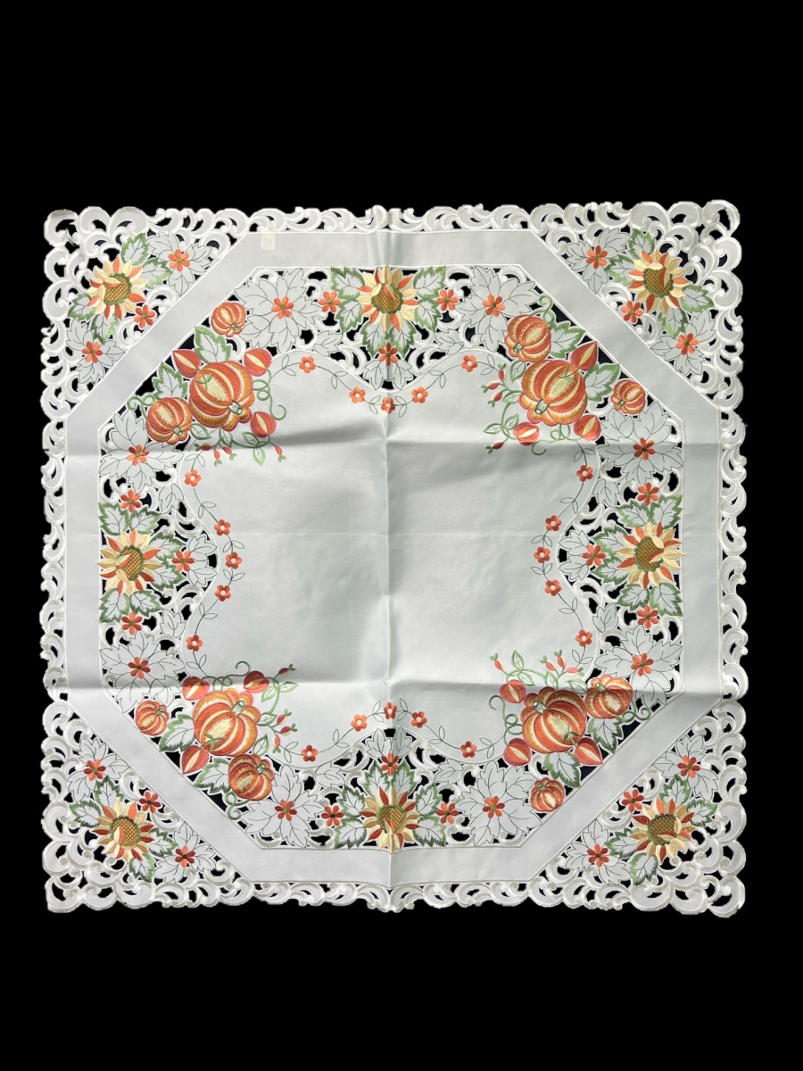 Picture of Jiallo 7855/P/36SQ Pumpkin Embroidered Cutwork Square tablecloth, 36 inch Square