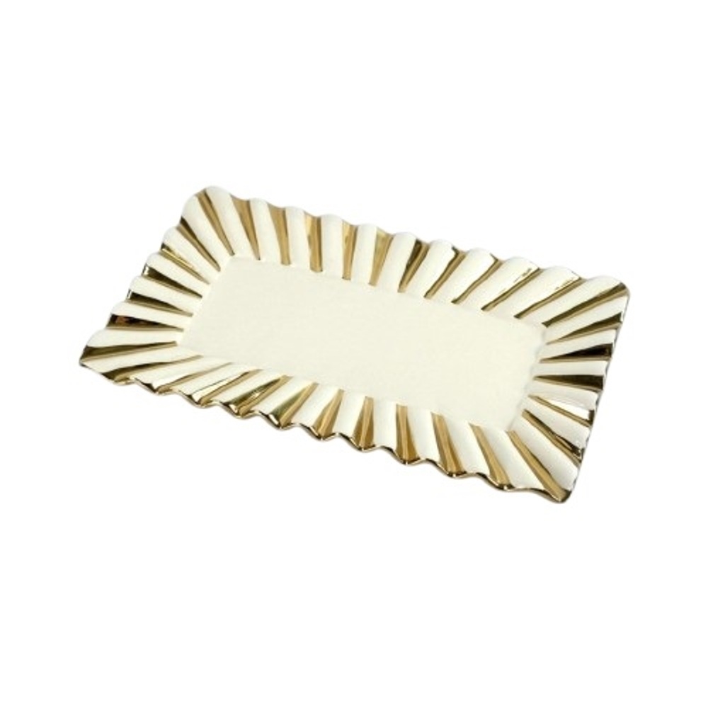 EGV23-762 10' Rectanglar Ceramic Plate with Gold Ray Border