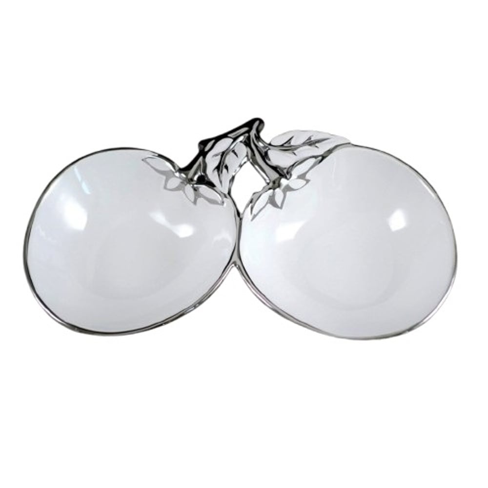 EGV23-480 9.75' Ceramic Double Bowls with Silver Trim