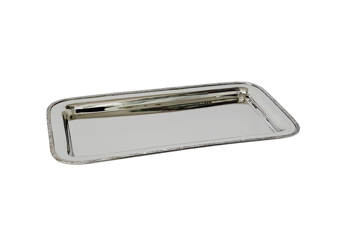 70272 Rectangular Stainless Steel Tray with Designer Rim, 17x9.5'