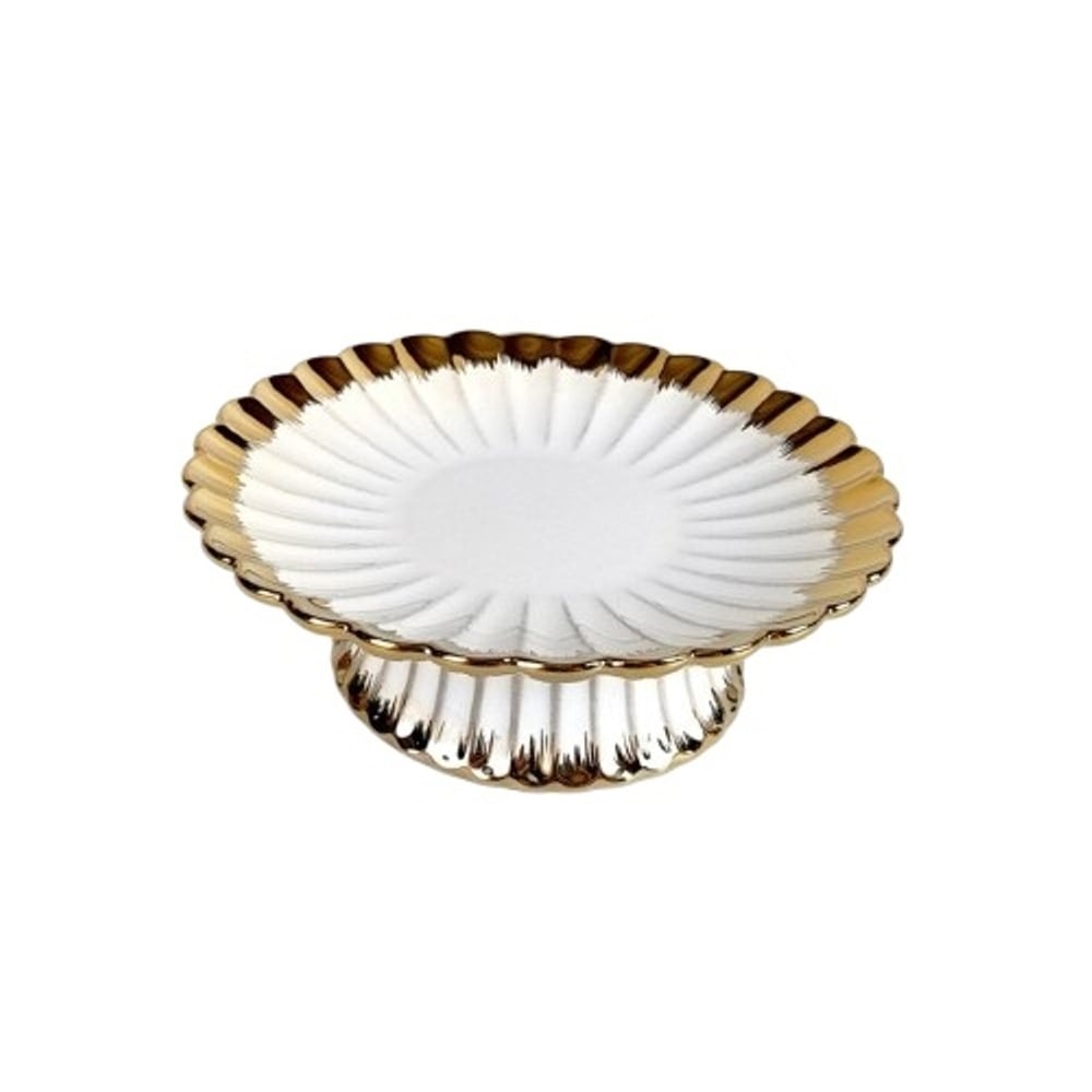 EGV23-978 7' Gold Edge Ceramic Footed Bowl